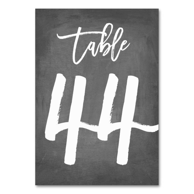 Chic Typografy Chalkboard Tischnummer | Tabelle 44 (Vorderseite)