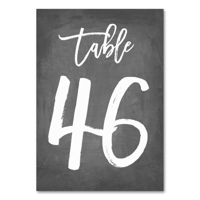 Chic Typografy Chalkboard Tischnummer | Tabelle 46 (Vorderseite)