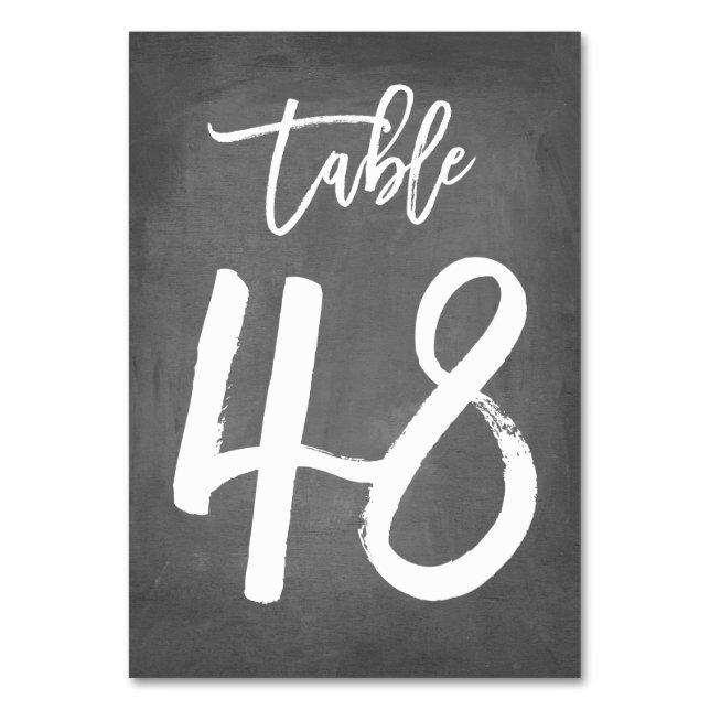 Chic Typografy Chalkboard Tischnummer | Tabelle 48 (Vorderseite)