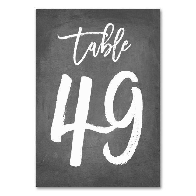 Chic Typografy Chalkboard Tischnummer | Tabelle 49 (Vorderseite)