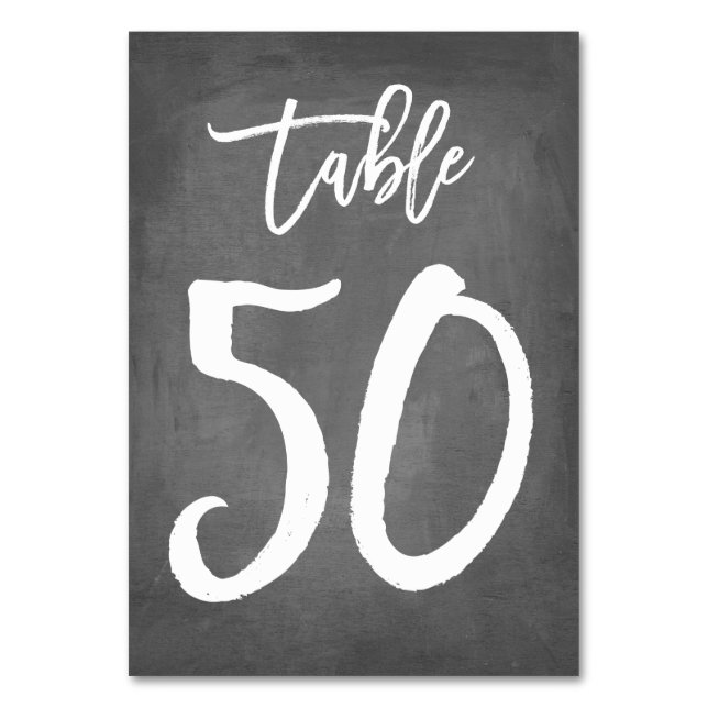 Chic Typografy Chalkboard Tischnummer | Tabelle 50 (Vorderseite)