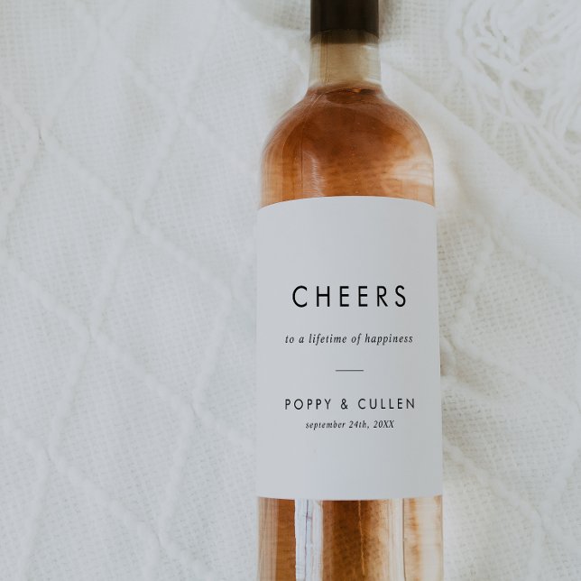 Chic Typografy Cheers Wedding Wine Labels Weinetikett (Von Creator hochgeladen)