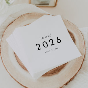 Chic Typografy Class of 2025 Abschluss Serviette