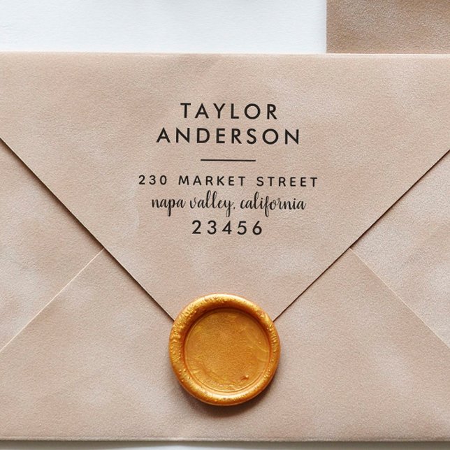 Chic Typografy Custom Text Rücksendeadresse Permastempel (Rubber Stamp Mock-up)