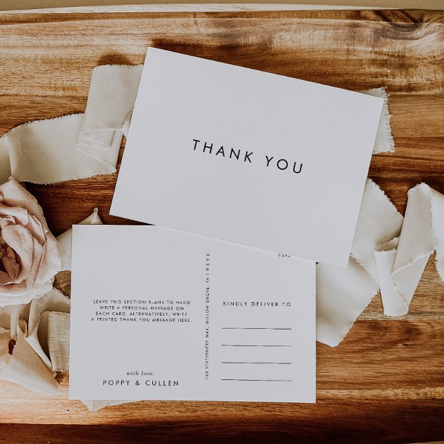 Chic Typografy Danke Postcard Postkarte (Von Creator hochgeladen)