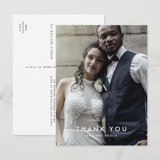 Chic Typografy Foto Template Danke Postcard Postkarte (Vorne/Hinten)