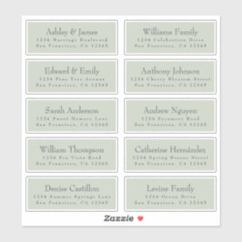 Chic Typografy Green Wedding Guest Address Labels