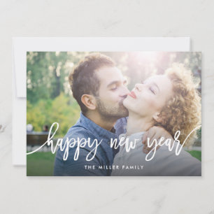 Chic Typografy Happy New Year Holiday Foto Card Feiertagskarte