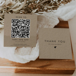 Chic Typografy Kraft Business QR Code Vielen Dank Rabattkarte