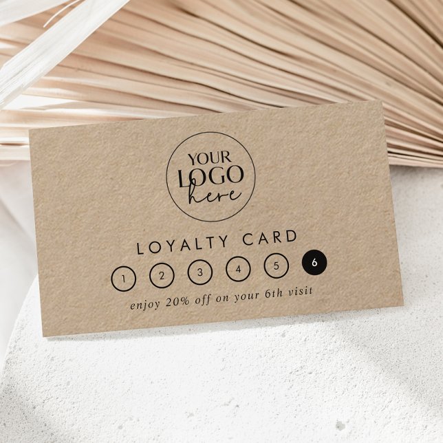 Chic Typografy Kraft Logo Business Rewards 6 Punch Treuekarte (Von Creator hochgeladen)