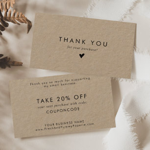 Chic Typografy Kraft Paper Business Vielen Dank Rabattkarte