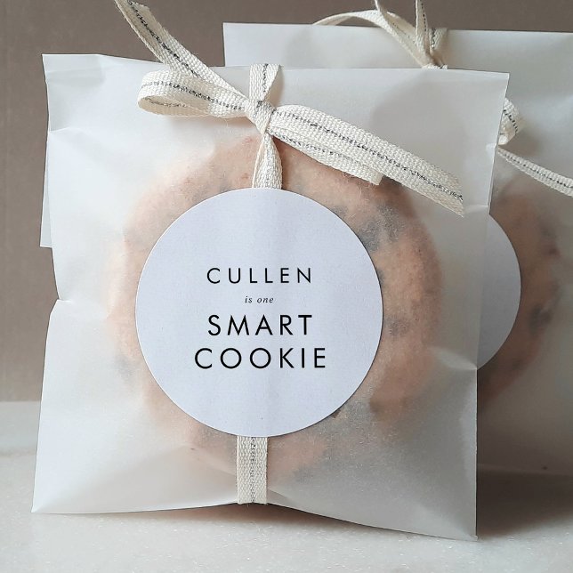 Chic Typografy One Smart Cookie Abschluss Gefallen Runder Aufkleber (Von Creator hochgeladen)
