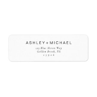 Chic Typografy Return Address Label Black & White
