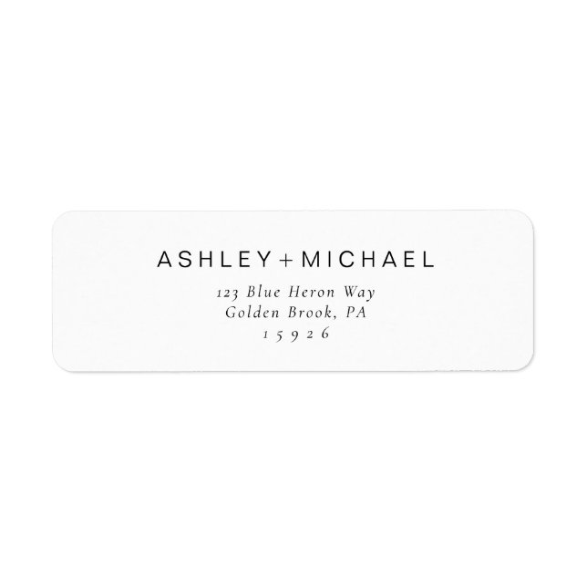Chic Typografy Return Address Label Black & White (Vorne)