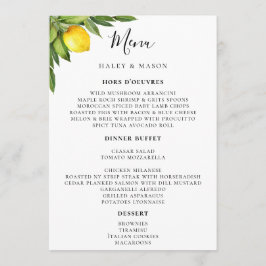 Chic Typografy Rustic Watercolor Lemon Menükarte