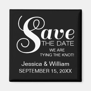 Chic Typografy Save the Date Magnet, Black Magnet