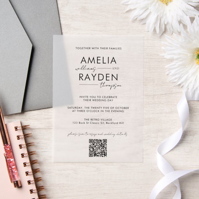 Chic Typografy Script Foto QR Code Wedding (Hochzeit)