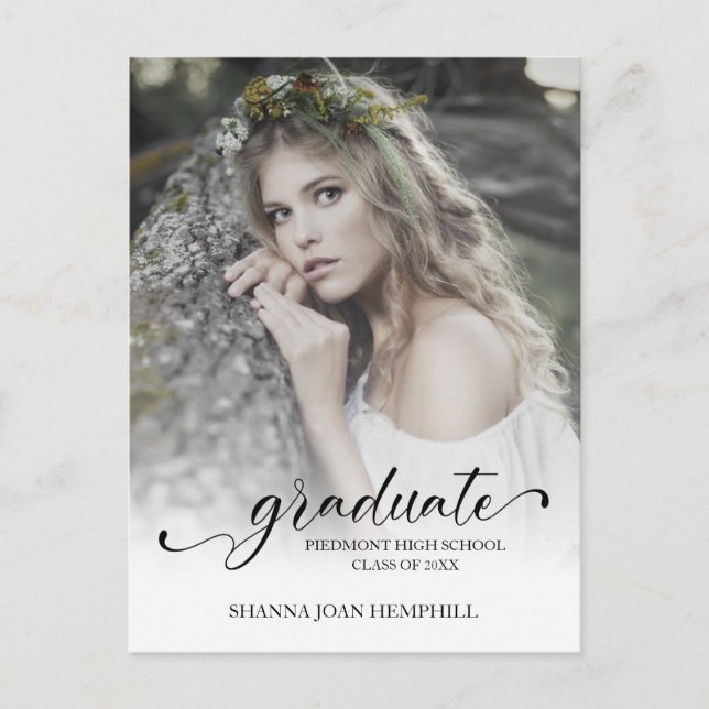 Chic Typografy Script Graduate School Abschluss Postkarte (Vorderseite)