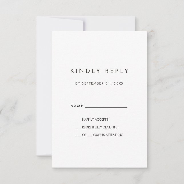 Chic Typografy Simple RSVP Card Karte (Vorderseite)