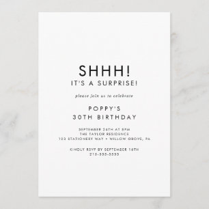 Chic Typografy Surprise Party Einladung
