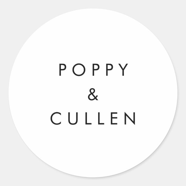 Chic Typografy Wedding Umschlag Aufklebers Runder Aufkleber (Vorderseite)