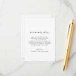 Chic Typografy Wedding Wishing Well Card Begleitkarte<br><div class="desc">Diese elegante Typografie Hochzeit, die eine gute Karte wünscht, ist perfekt für eine moderne Hochzeit. Das einfache Design zeichnet sich durch klassisch minimalistische schwarz-weiße Typografie mit einem rustikalen Bohustempfinden aus. Anpassbar in jeder Farbe. Behalt das Design minimal und elegant, wie es ist, oder personalisiere es durch Hinzufügen von eigenen Grafiken...</div>