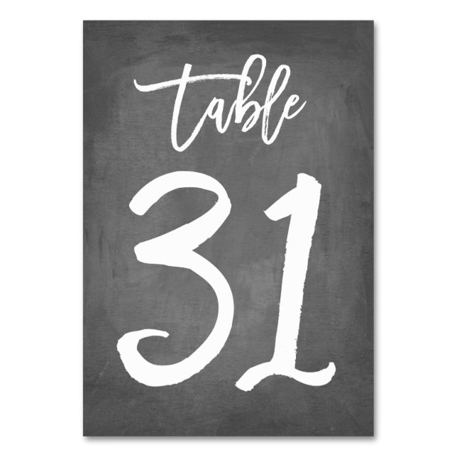 Chic Typographie Chalkboard Numéro de table | Tabl (Dos)