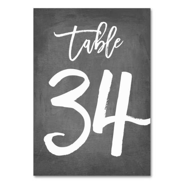 Chic Typographie Chalkboard Numéro de table | Tabl (Dos)