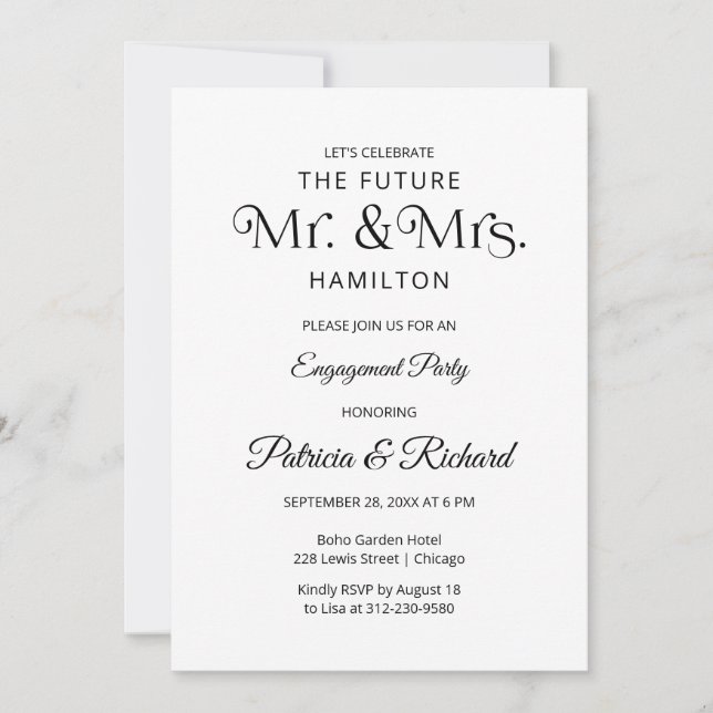 Chic Typographie Engagement Partie Invitation (Devant)