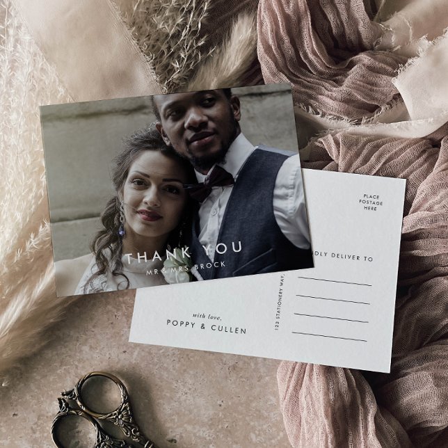 Chic Typographie Photo Merci Carte postale (Créateur téléchargé)