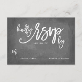 Chic Typography Chalkboard Wedding RSVP Karte