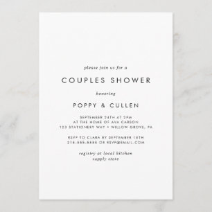 Chic Typography Couples Dusche Einladung