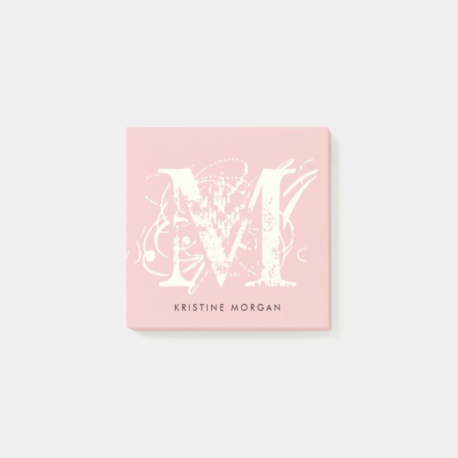 Chic typography monogram name post-it klebezettel (Vorderseite)