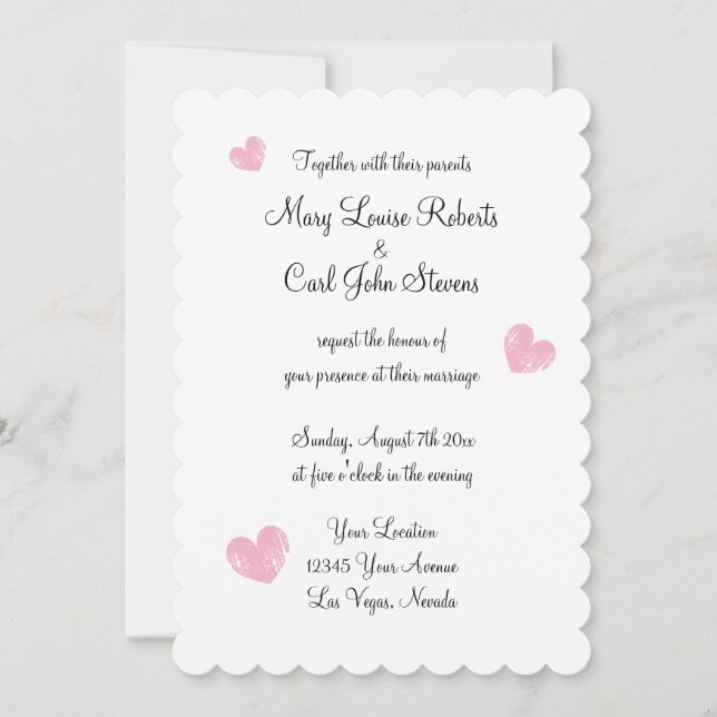 Chic typography scallop Kante Hochzeitseinladung Einladung (Vorderseite)