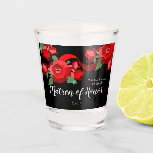 CHIC U. STYLISH_MODERN ROTES FLORL SCHNAPSGLAS (Vorderseite)