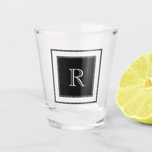 CHIC U. STYLISH_MODERN SCHWARZWEISS-MONOGRAMM SCHNAPSGLAS