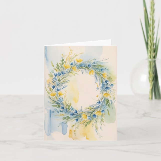 Chic Ukraine Flag Inspiriert Wasserfarbe Karte (Vorderseite)