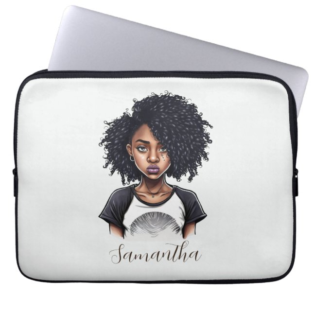 Chic und Classy Afro Frau Laptopschutzhülle (Vorderseite)