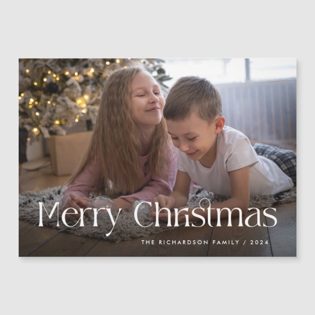 Chic und Elegant | Frohe Weihnachten Magnetkarte (Vorderseite)