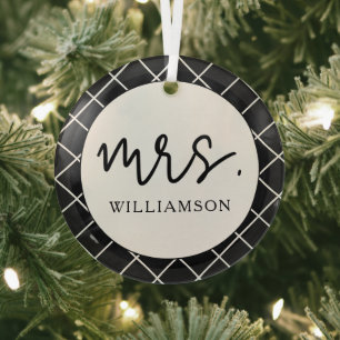Chic und Elegant Mrs. Wedding Husband Ehefrau Ornament Aus Glas