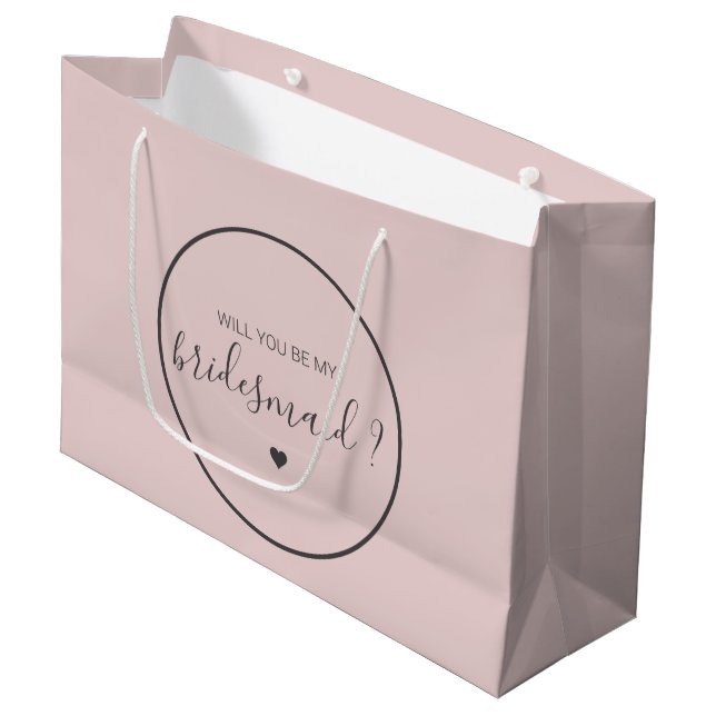 Chic und Elegant Werden Sie meine Bridesmaid sein Große Geschenktüte (Vorderseite Schrägansicht)