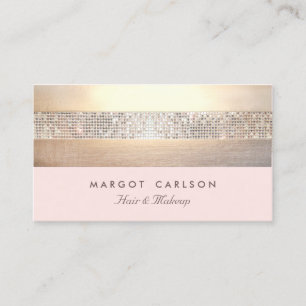 Chic und elegante Sequin Gold Hellrosa Streifen Visitenkarte