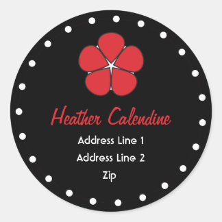 Chic und Niedlich Black and Red Address Label Runder Aufkleber