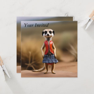 Chic und Stylish: Meerkat Girl in Skirt und Jacket Einladung
