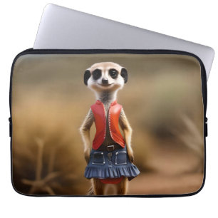 Chic und Stylish: Meerkat Girl in Skirt und Jacket Laptopschutzhülle