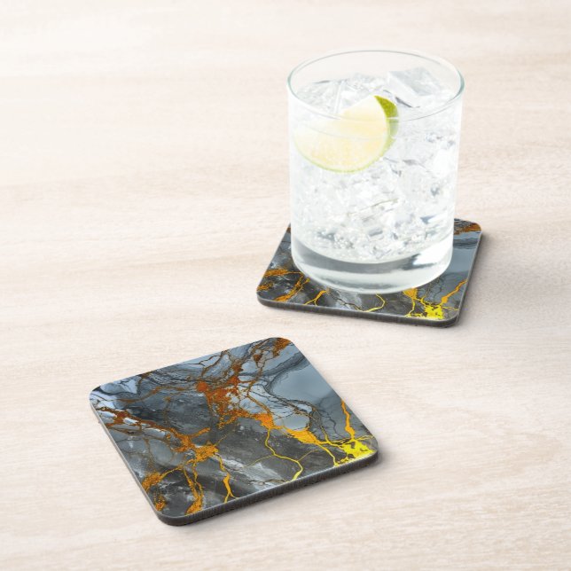 Chic und Trendy Grau und Gold Getränkeuntersetzer (Rechte Seite)