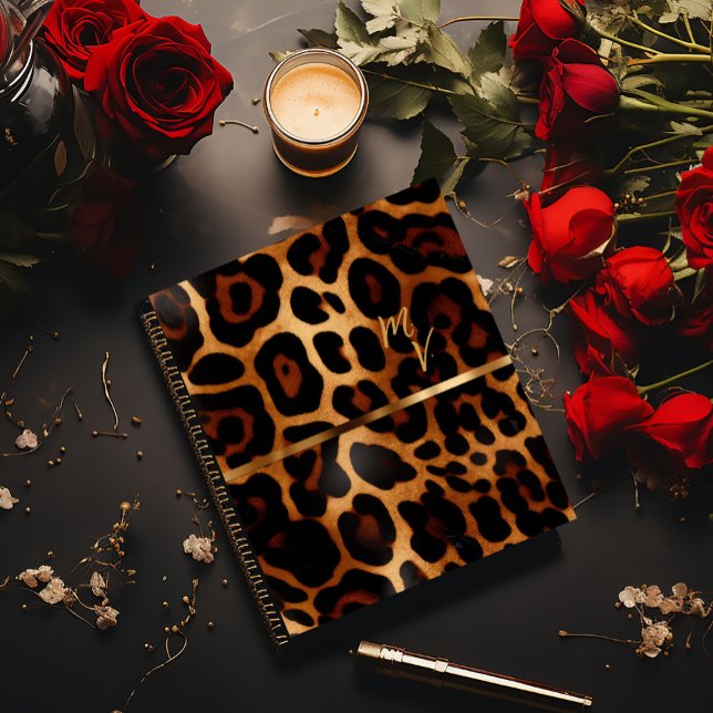 Chic und trendy Mit Monogramm Leopard Print Notizbuch (Chic Leopard-Print Notebook, Softcover )