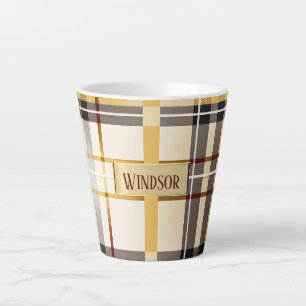 Chic und trendy Taupe und Gold Kariert Milchtasse