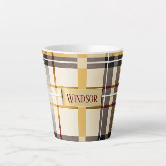 Chic und trendy Taupe und Gold Kariert Milchtasse