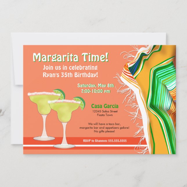 Chic und zeitgenössisches Margarita Party Einladung (Vorderseite)